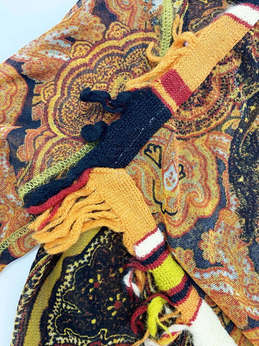 Jean Paul Gaultier paisley mesh fringe jacket — JAMES VELORIA